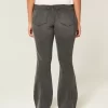 High-Rise Washed Black Embroidered Flare Jeans
