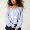 Hollister Comfy Cloud Easy Off-the-Shoulder Number Graphic Sweater Hollister Comfy Cloud Easy Off-the-Shoulder Number Graphic Sweater