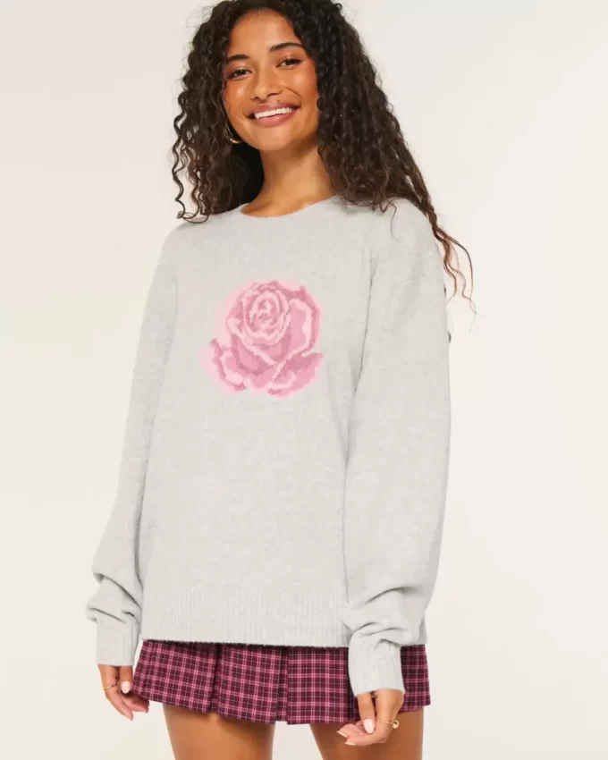 Hollister Comfy Cloud Rose Graphic Sweater Hollister Comfy Cloud Rose Graphic Sweater
