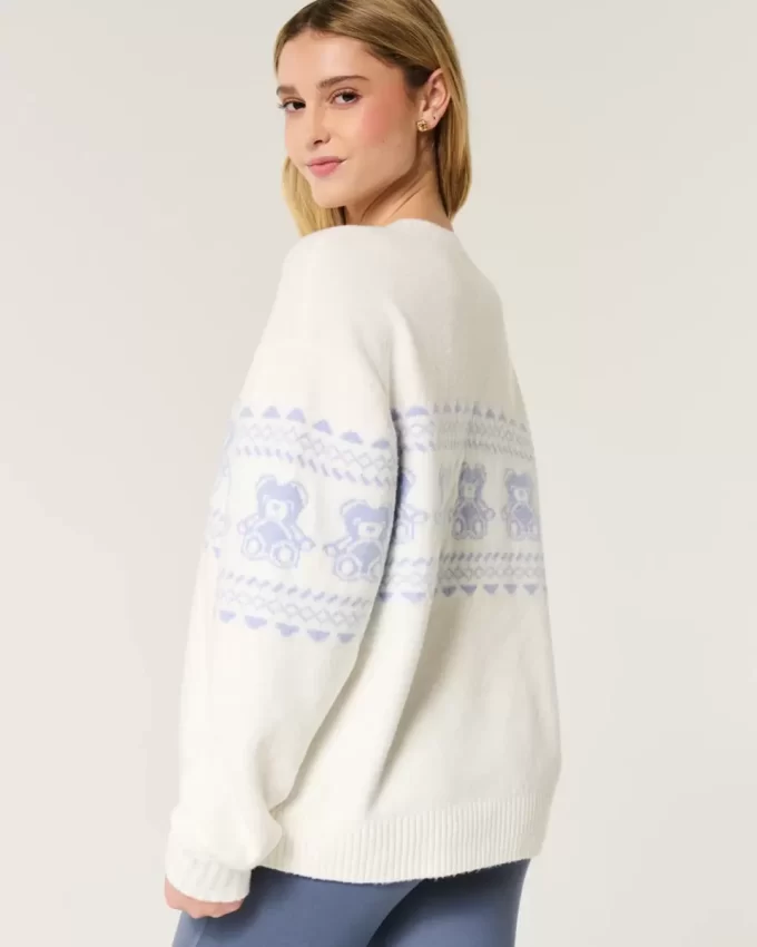 Hollister Comfy Cloud Teddy Bear Graphic Crew Sweater Hollister Comfy Cloud Teddy Bear Graphic Crew Sweater
