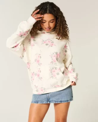 Hollister Feel Good Oversized Floral Pattern Hoodie