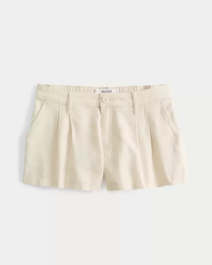 Hollister Livvy Low-Rise Linen-Blend Shorts 3″