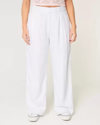 Hollister Livvy Ultra High-Rise Linen-Blend Wide-Leg Pants