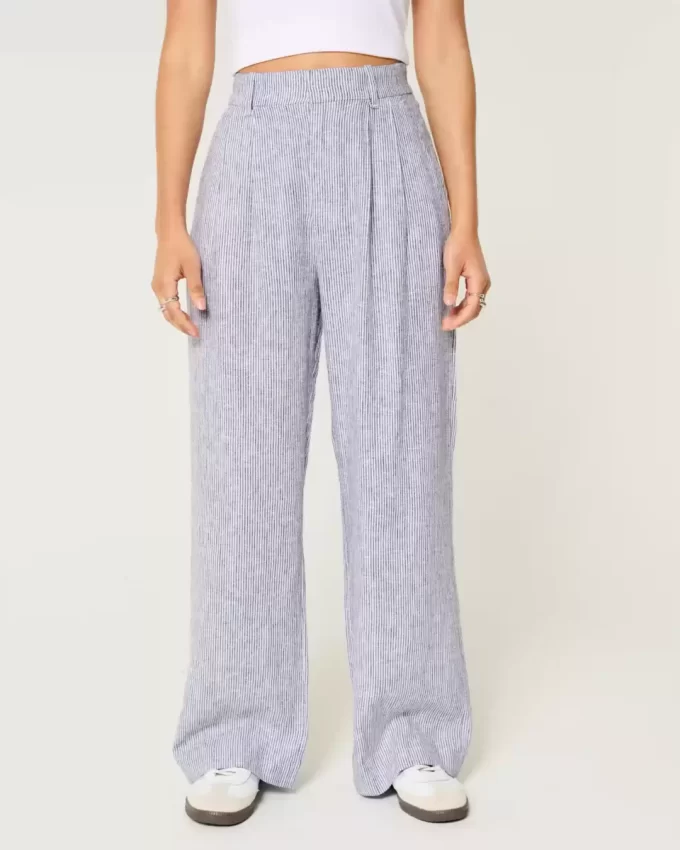 Hollister Livvy Ultra High-Rise Linen-Blend Wide-Leg Pants