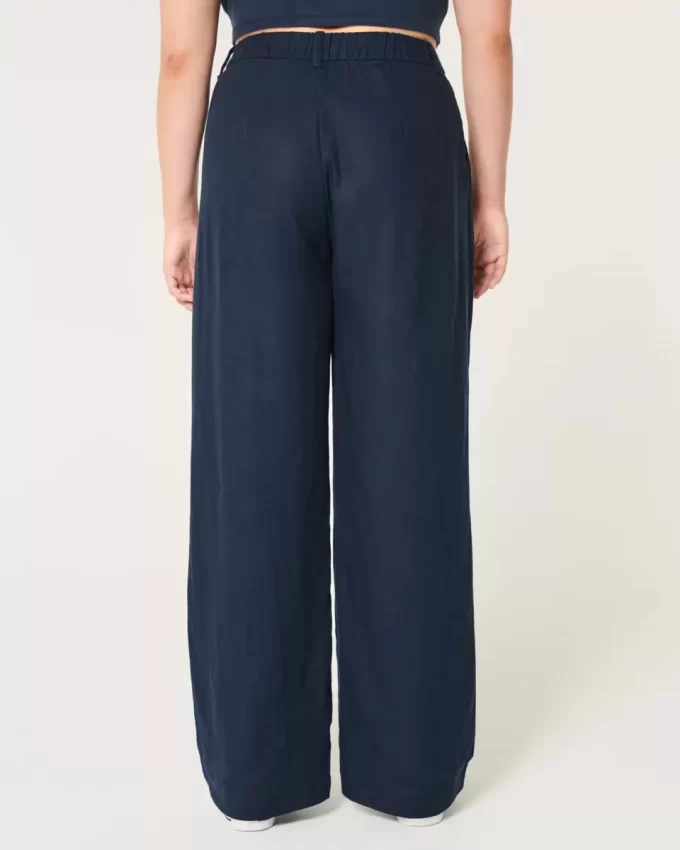 Hollister Livvy Ultra High-Rise Linen Blend Wide-Leg Pants