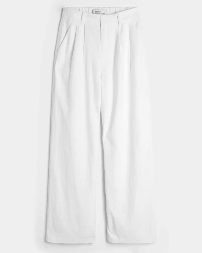 Hollister Livvy Ultra High-Rise Linen-Blend Wide-Leg Pants