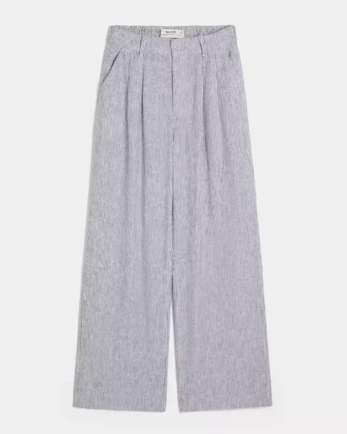Hollister Livvy Ultra High-Rise Linen-Blend Wide-Leg Pants