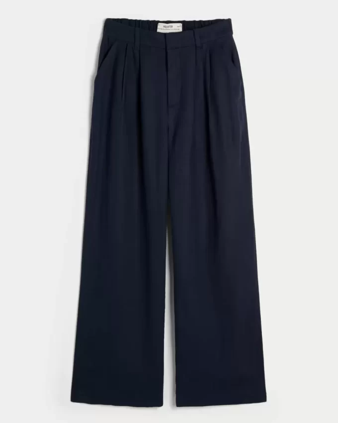 Hollister Livvy Ultra High-Rise Linen Blend Wide-Leg Pants