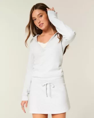 Hooded Long-Sleeve Fleece Dress