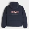 Hooded Motorsports Graphic Puffer Jacket