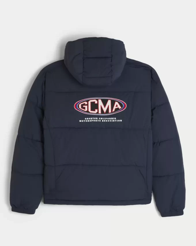 Hooded Motorsports Graphic Puffer Jacket