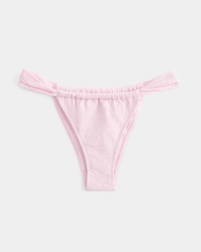 Jacquard Wide-Strap Cheekiest Bikini Bottom