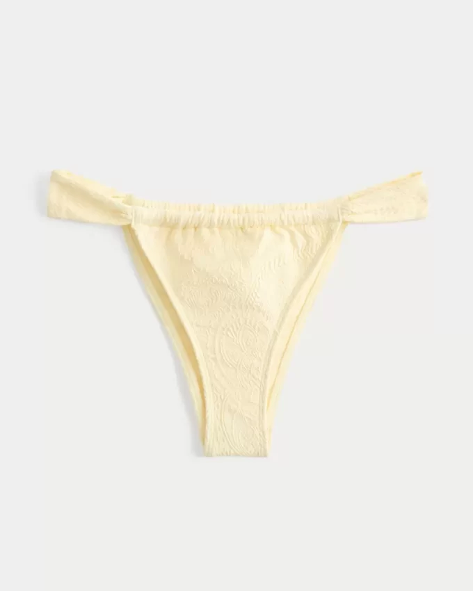 Jacquard Wide-Strap Cheekiest Bikini Bottom