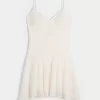 Lace Asymmetrical Hem Mini Dress