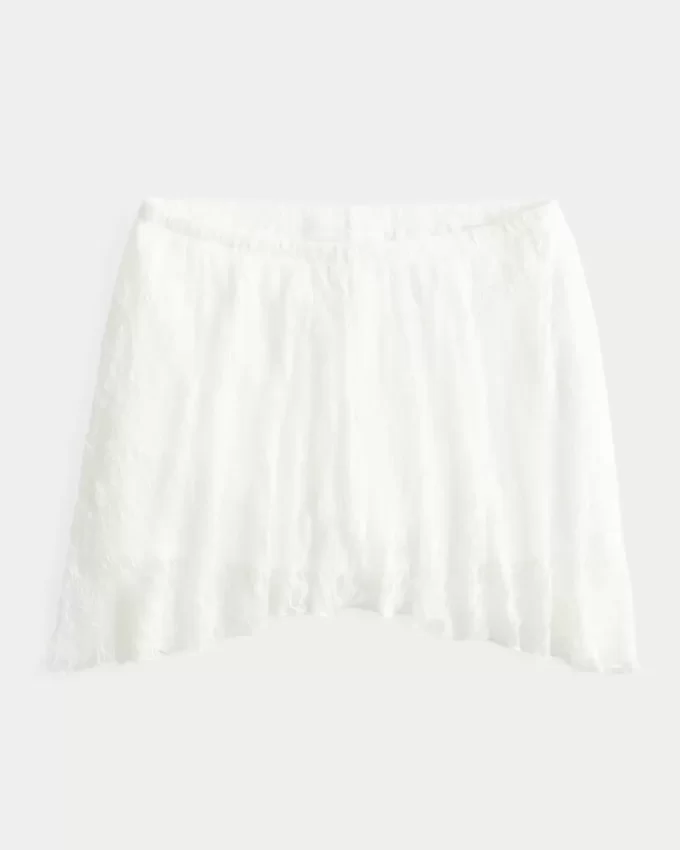 Lace Asymmetrical Hem Mini Skirt