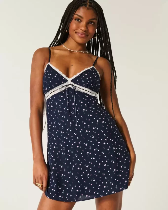 Lace Detail Slip Mini Dress