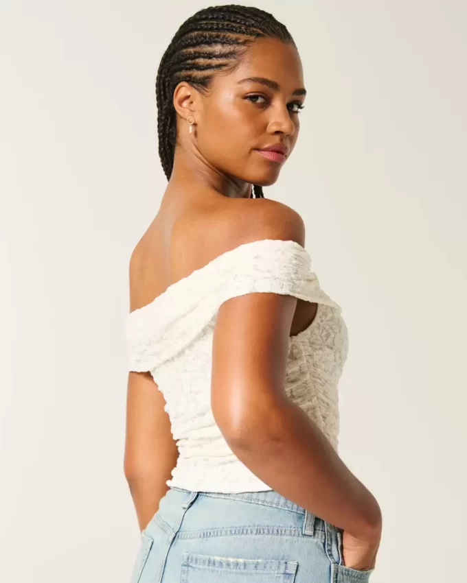 Lace Foldover Off-the-Shoulder Top Lace Foldover Off-the-Shoulder Top