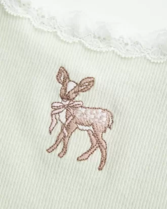 Lace Trim Deer Graphic Tank