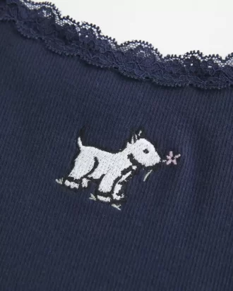 Lace Trim Dog Graphic Tank