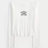 Lace Trim Off-the-Shoulder Montauk Graphic Tee Lace Trim Off-the-Shoulder Montauk Graphic Tee