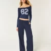 Lace Trim Off-the-Shoulder Number Graphic Tee