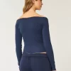 Lace Trim Off-the-Shoulder Number Graphic Tee