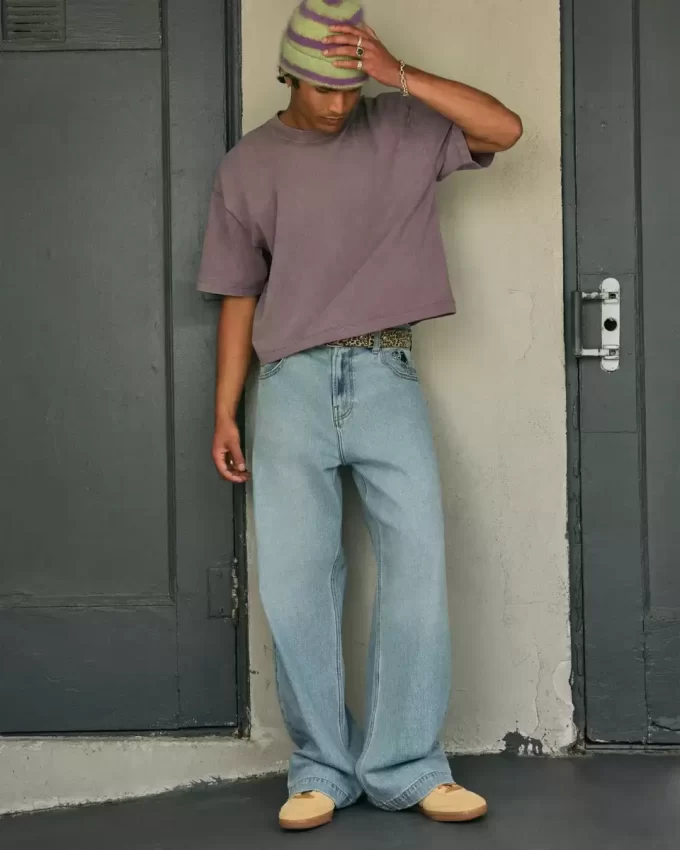 Light Wash Astronaut Graphic Super Baggy Jeans