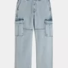 Light Wash Baggy Cargo Jeans