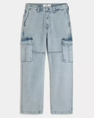 Light Wash Baggy Cargo Jeans