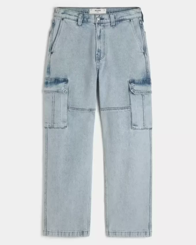Light Wash Baggy Cargo Jeans
