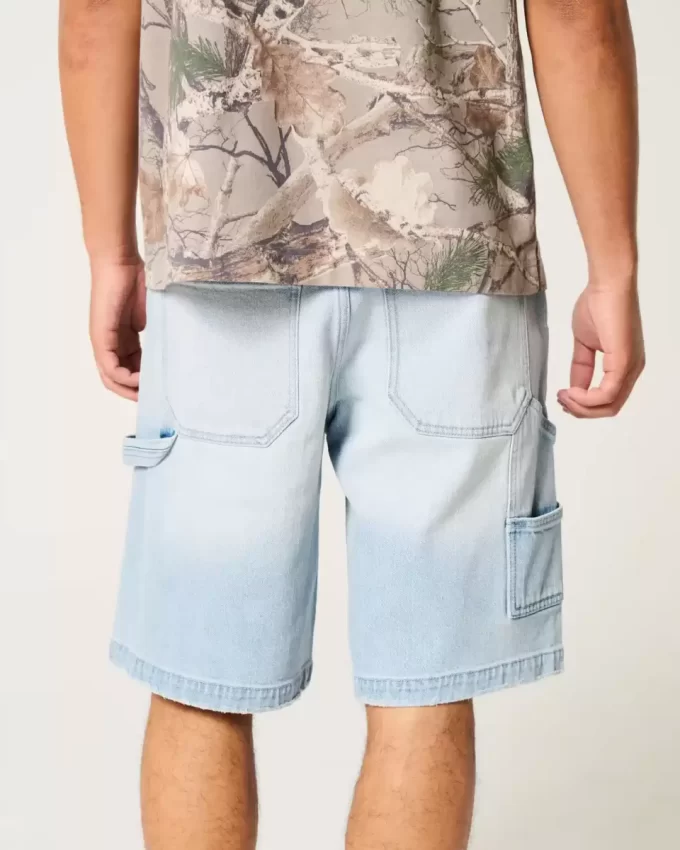 Light Wash Baggy Denim Painter Shorts