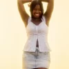 Light Wash Denim Mini Skort