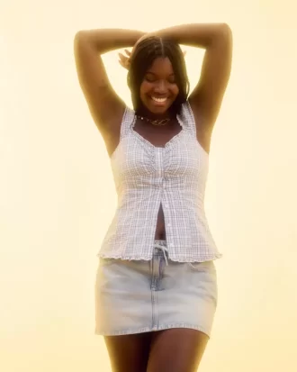 Light Wash Denim Mini Skort