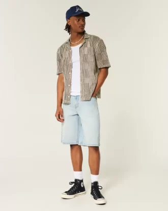 Light Wash Dice Graphic Super Baggy Denim Shorts