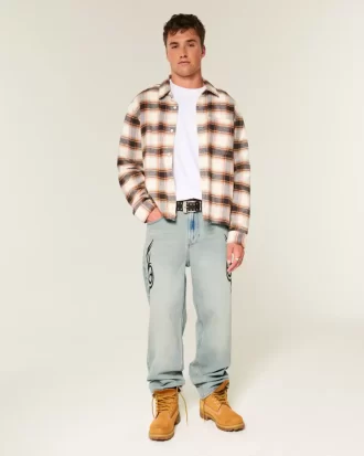 Light Wash Graphic Baggy Jeans