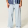 Light Wash New York Graphic Super Baggy Jeans