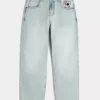 Light Wash Playing Card Graphic Skater Baggy Jeans