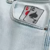Light Wash Playing Card Graphic Skater Baggy Jeans