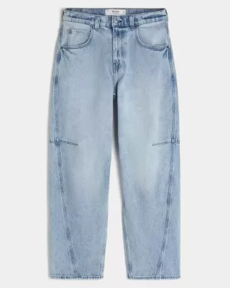 Light Wash Seamed Skater Baggy Jeans