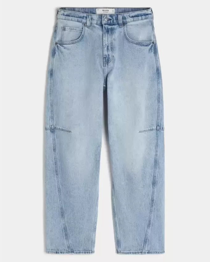 Light Wash Seamed Skater Baggy Jeans