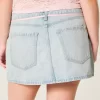 Light Wash Shoelace Denim Mini Skort