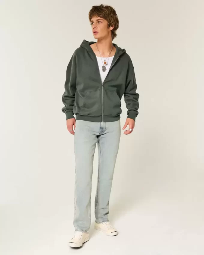 Light Wash Slim Straight Jeans