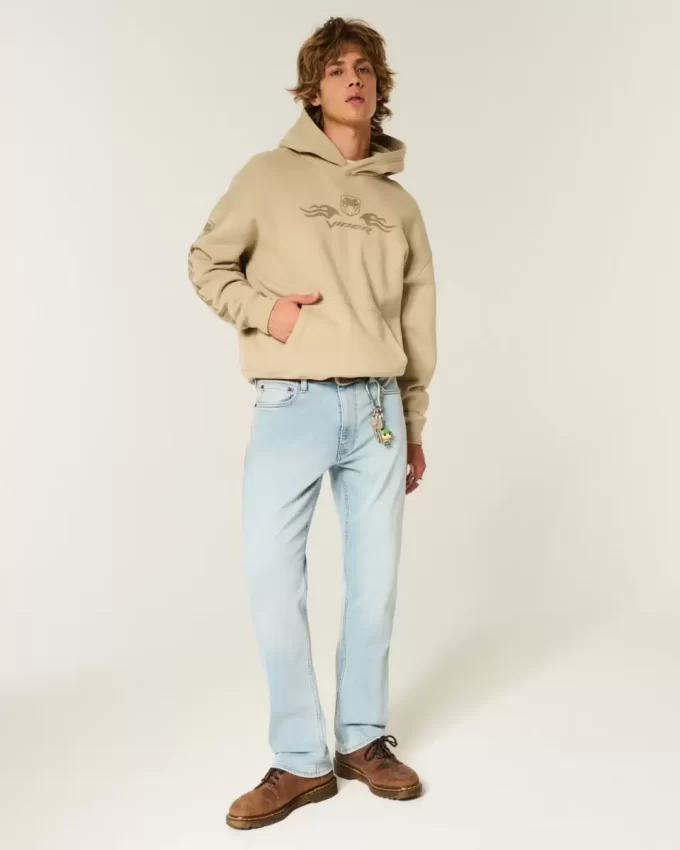 Light Wash Slim Straight Jeans