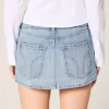 Light Wash Studded Denim Mini Skort