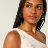 Linen-Blend Asymmetrical Mini Dress