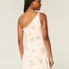 Linen-Blend Asymmetrical Mini Dress
