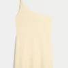 Linen-Blend Asymmetrical Mini Dress