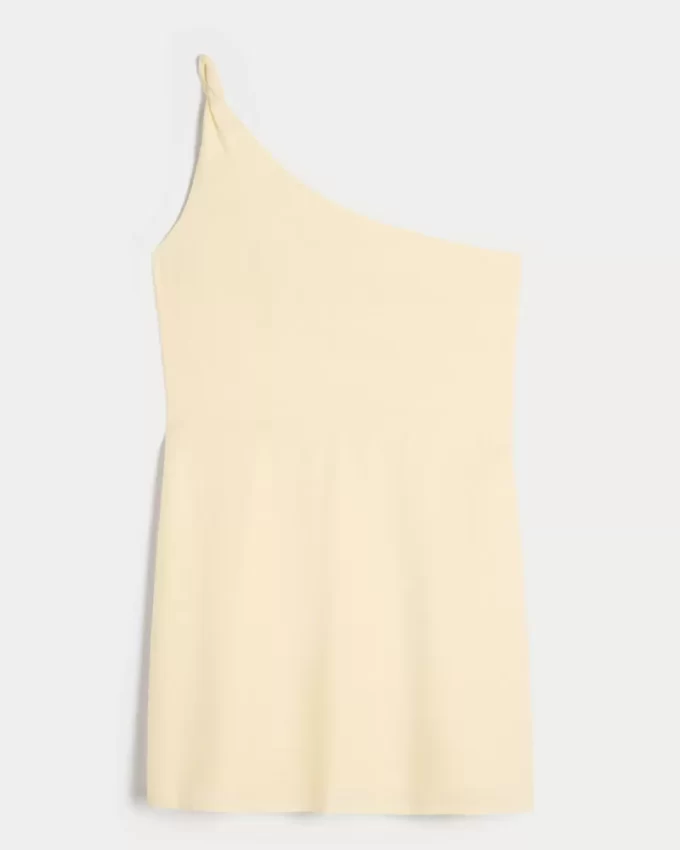 Linen-Blend Asymmetrical Mini Dress