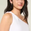 Linen-Blend Asymmetrical Mini Dress