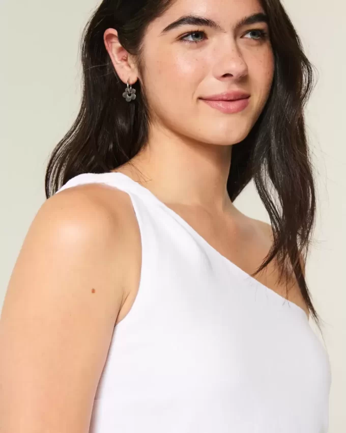 Linen-Blend Asymmetrical Mini Dress